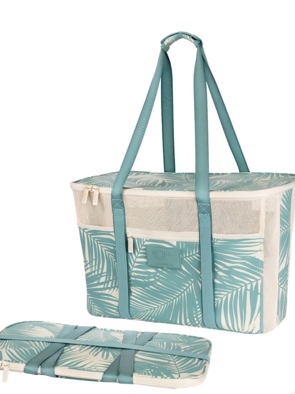 ALOHA Collection Seafoam Green Palm-Print Beach Tote - Picture 2 of 5
